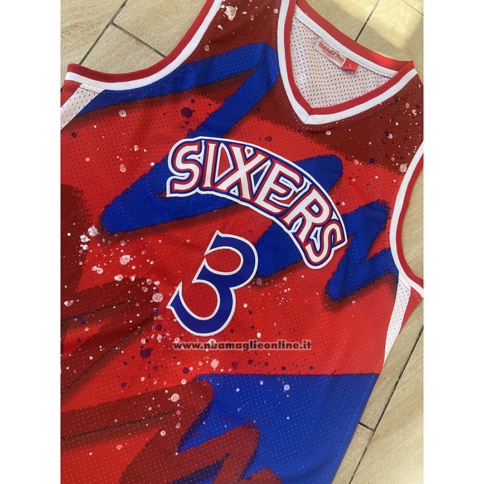 Maglia Philadelphia 76ers Allen Iverson #3 Mitchel & Ness 1997-98 Rosso